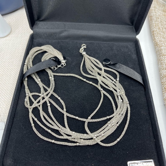 Ross Simons 925 Sterling Silver Mesh Necklace With Beaded Accents - Picture 16 of 17